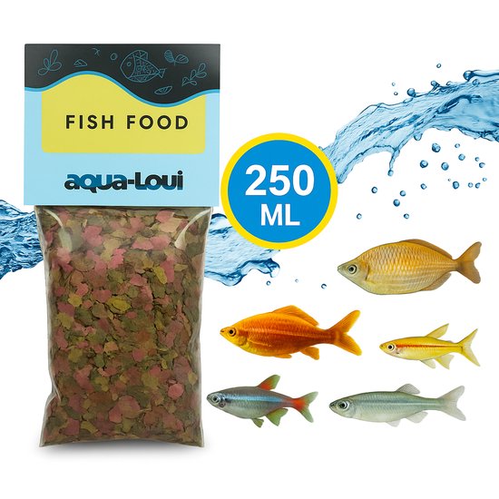 Aqua-Loui® - Tropisch Vissenvoer - Vlokken (Flakes) - Geschikt Voor Alle Maten Vissen - 250ml