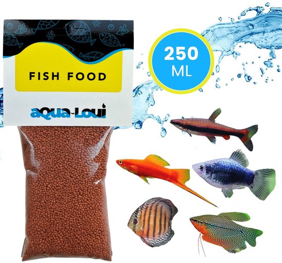 Aqua-Loui® - Tropisch Vissenvoer - Granulaat (Granules) – Langzaam zinkend - Geschikt Voor Middelgrote Vissen - 250ml