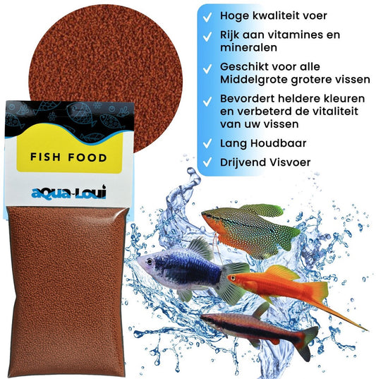 Aqua-Loui® - Tropisch Vissenvoer - Granulaat (Granules) – Langzaam zinkend - Geschikt Voor Middelgrote Vissen - 250ml