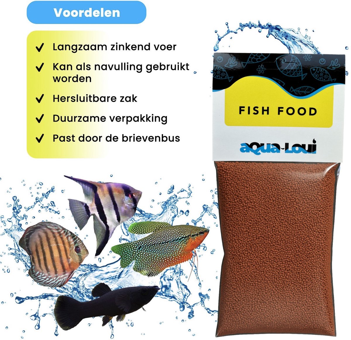 Aqua-Loui® - Tropisch Vissenvoer - Granulaat (Granules) – Langzaam zinkend - Geschikt Voor Middelgrote Vissen - 250ml