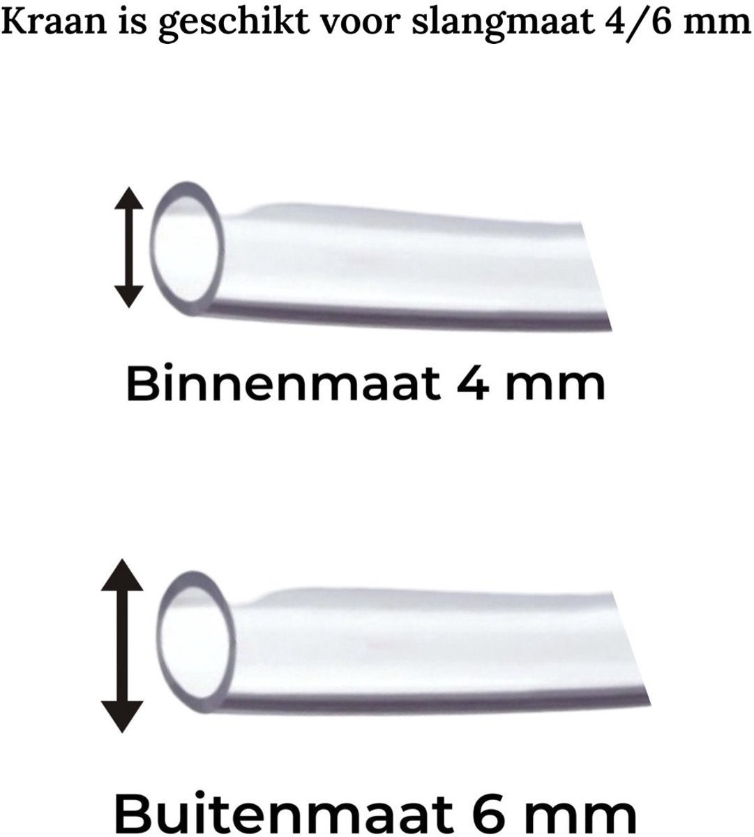 Aqua-Loui® - Luchtslang set - 5 Meter Luchtslang Ø 4/6 mm + 4 RVS metalen kranen - Transparant