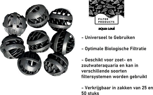 Aqua-Loui® - Bioballen - Aquarium Filtermateriaal Geschikt Voor Zoet & Zoutwater Aquariums of Vijver - 25 Stuks