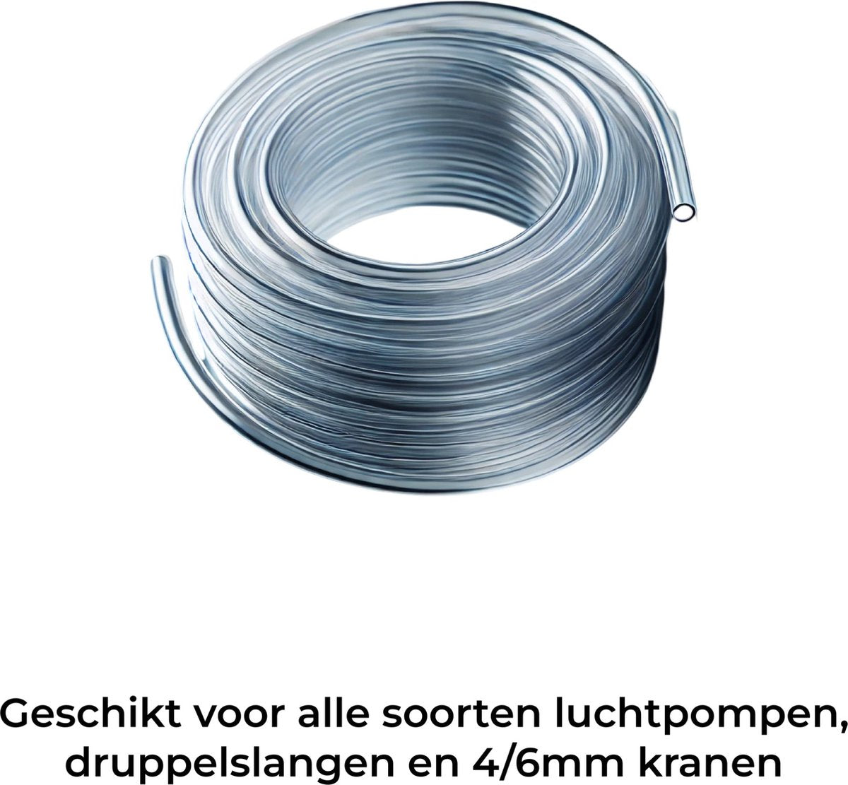 Aqua-Loui® - Luchtslang set - 5 Meter Luchtslang Ø 4/6 mm + 4 RVS metalen kranen - Transparant