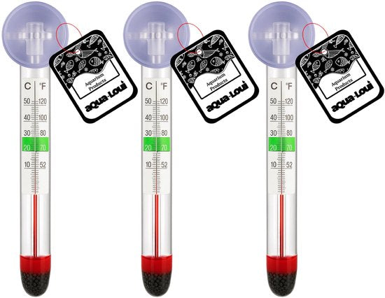 Aqua-Loui® - Thermometer - Geschikt voor Aquarium, Koelkast, Zwembad, ect - 0-40 Graden - 11cm - 3 stuks