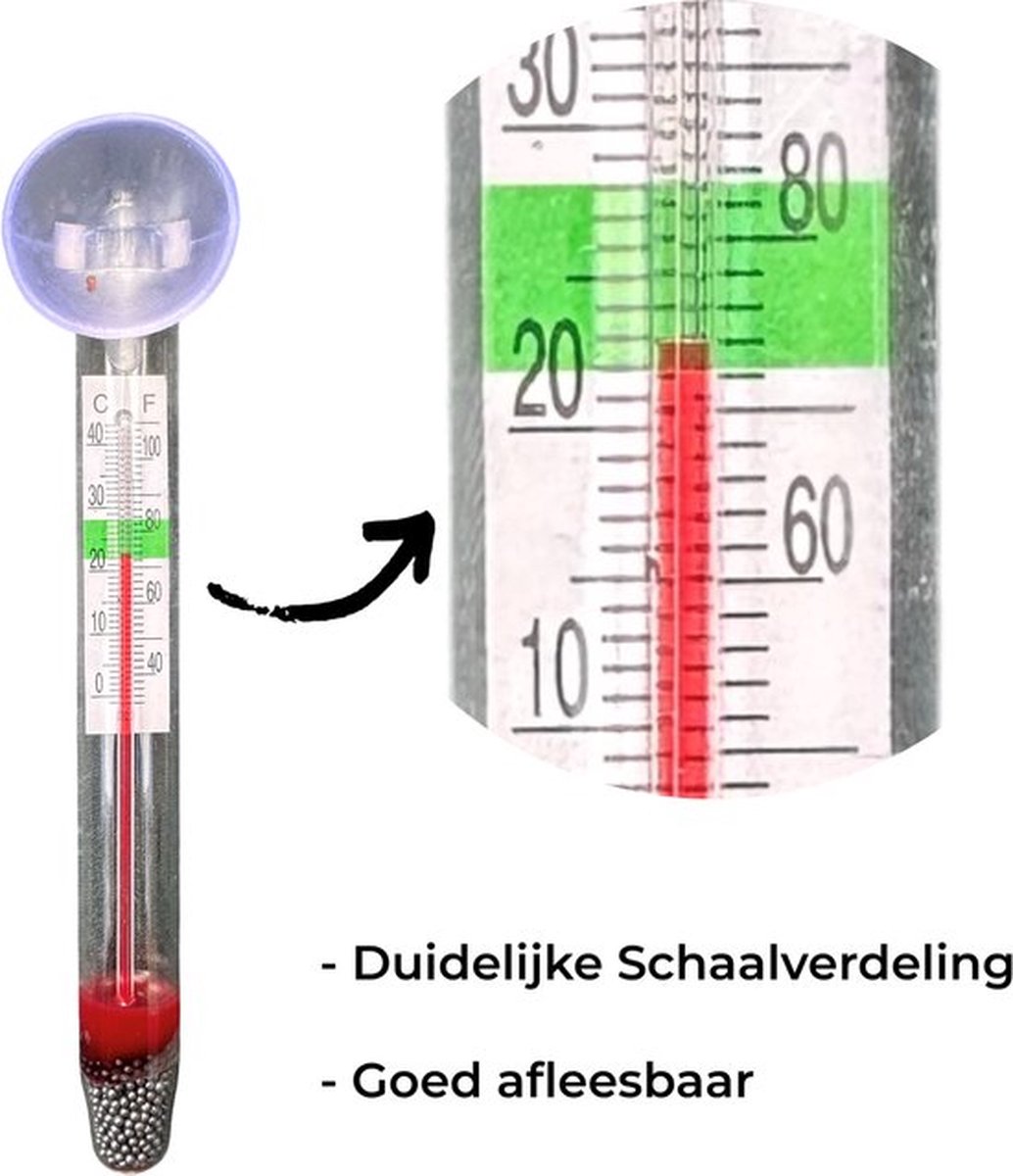 Aqua-Loui® - Thermometer - Geschikt voor Aquarium, Koelkast, Zwembad, ect - 0-40 Graden - 11cm - 3 stuks