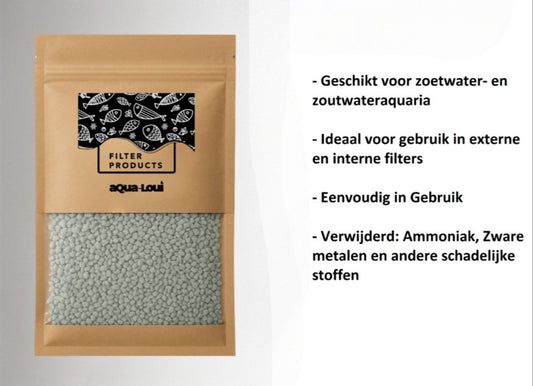 Aqua-Loui® - Zeoliet – Zeolite - Geschikt voor Vijver Zoet en Zoutwater Aquariumfilters - Aquarium – Filtermateriaal – 1.000ml/1Liter