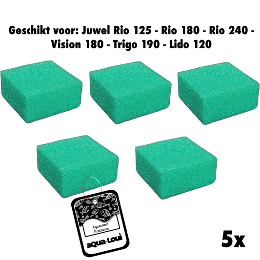 Aqua-Loui® - Nitraat Spons - Geschikt voor Juwel - Compact (M) - Geschikt voor Bioflow 3.0 - Geschikt voor Juwel: Rio 125 - Rio 180 - Rio 240 - Vision 180 - Trigon 190 - Lido 200 - Lido 120 - 5 stuks