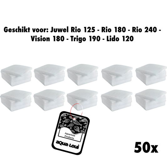 Aqua-Loui® - Filterwatten - Geschikt voor Juwel - Compact (M) - Geschikt voor Bioflow 3.0 - Geschikt voor Juwel: Rio 125 - Rio 180 - Rio 240 - Vision 180 - Trigon 190 - Lido 200 - Lido 120 - 50 Stuks