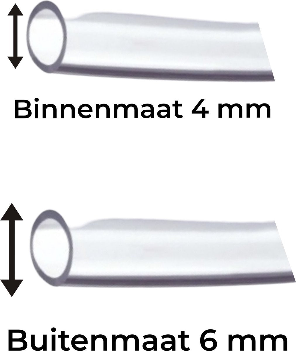 Aqua-Loui® - Luchtslang voor Aquarium - Silicone Slang - Slangmaat Ø 4/6 mm - 10 Meter - Transparant