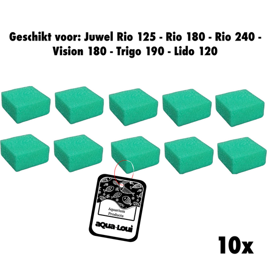 Aqua-Loui® - Nitraat Spons - Geschikt voor Juwel - Compact (M) - Geschikt voor Bioflow 3.0 - Geschikt voor Juwel: Rio 125 - Rio 180 - Rio 240 - Vision 180 - Trigon 190 - Lido 200 - Lido 120 - 10 stuks