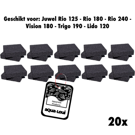 Aqua-Loui® - Koolspons - Geschikt voor Juwel - Compact (M) - Geschikt voor Bioflow 3.0 - Geschikt voor Juwel: Rio 125 - Rio 180 - Rio 240 - Vision 180 - Trigon 190 - Lido 200 - Lido 120 - 20 Stuks