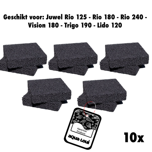 Aqua-Loui® - Koolspons - Geschikt voor Juwel - Compact (M) - Geschikt voor Bioflow 3.0 - Geschikt voor Juwel: Rio 125 - Rio 180 - Rio 240 - Vision 180 - Trigon 190 - Lido 200 - Lido 120 - 10 Stuks
