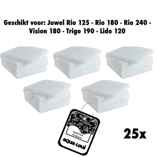 Aqua-Loui® - Filterwatten - Geschikt voor Juwel - Compact (M) - Geschikt voor Bioflow 3.0 - Geschikt voor Juwel: Rio 125 - Rio 180 - Rio 240 - Vision 180 - Trigon 190 - Lido 200 - Lido 120 - 25 stuks