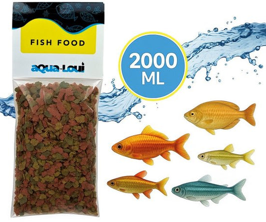 Aqua-Loui® - Tropisch Vissenvoer - Vlokken (Flakes) - Geschikt Voor Alle Maten Vissen - 2.000ml/2Liter