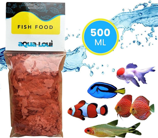 Aqua-Loui® - Tropisch Vissenvoer - Krill - Vlokken (Flakes) - Geschikt Voor Alle Maten Zoetwater & Zoutwater Vissen - 500ml