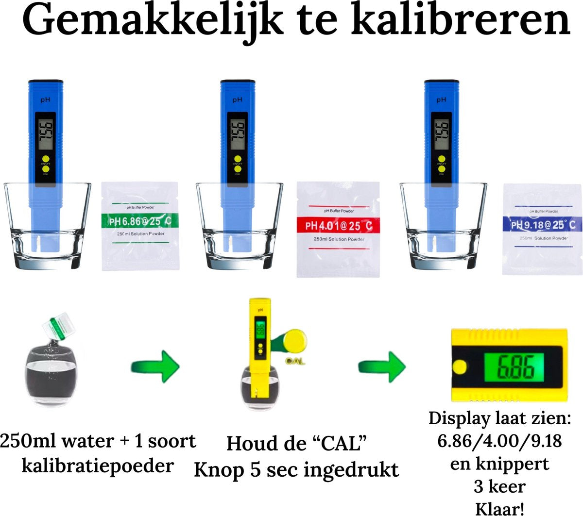 Aqua-Loui® - Digitale PH meter inclusief kalibratie & batterijen - Watertester - Geschikt voor: Zwembad/Aquarium/Grond voor planten
