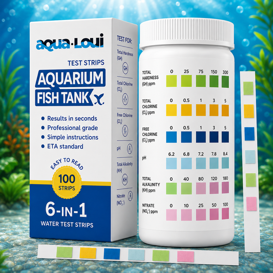 Aqua-Loui® - Water Teststrips - 100 Stuks - Test Strips Water - Water Test Strips Aquarium - Voor Aquarium & Zwembad - pH, GH, KH, Nitriet, Nitraat & Chloor - Complete Waterkwaliteitstest