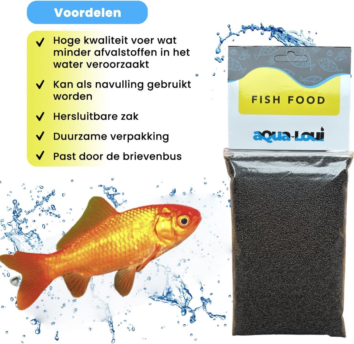 Aqua-Loui® - Vissenvoer - Korrels (Granulaat) - Geschikt Voor Goudvissen & Sluierstaart Vissen - 500ml