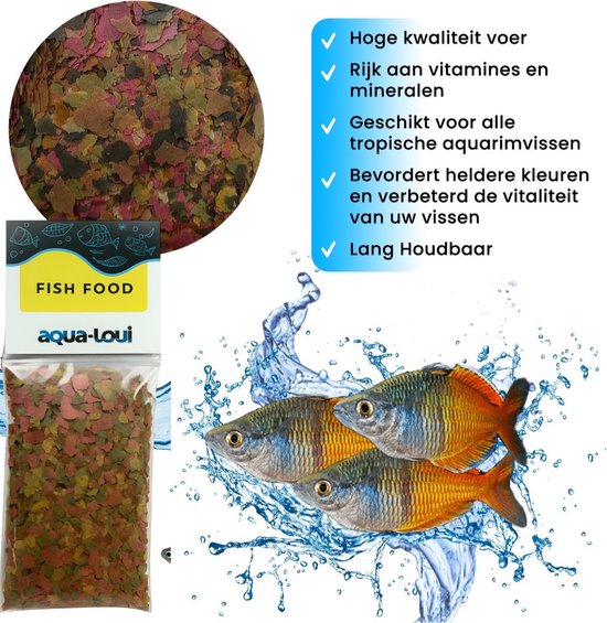 Aqua-Loui® - Tropisch Vissenvoer - Vlokken (Flakes) - Geschikt Voor Alle Maten Vissen - 250ml