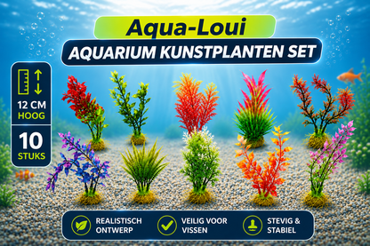 Aquarium Kunstplanten - Set van 10 - 12 cm - Kunst Aquarium Planten - Aquarium Decoratie - Voor Zoet- & Zoutwater - Aqua-Loui®