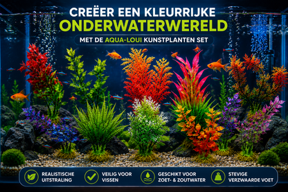 Aquarium Kunstplanten - Set van 10 - 12 cm - Kunst Aquarium Planten - Aquarium Decoratie - Voor Zoet- & Zoutwater - Aqua-Loui®