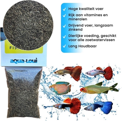 Aqua-Loui® - Gedroogd Visvoer - Tropisch Vissenvoer – Rode Muggenlarven (Bloedwormen) - Drijvend Visvoer & Langzaam Zinkend Visvoer - Geschikt Voor Alle Maten Vissen - 250ml