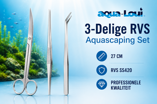 Aqua-Loui® - Aquarium Gereedschapset – 3-delig RVS – 2 Pincetten & Schaar – Voor Aquascaping en Plantenverzorging