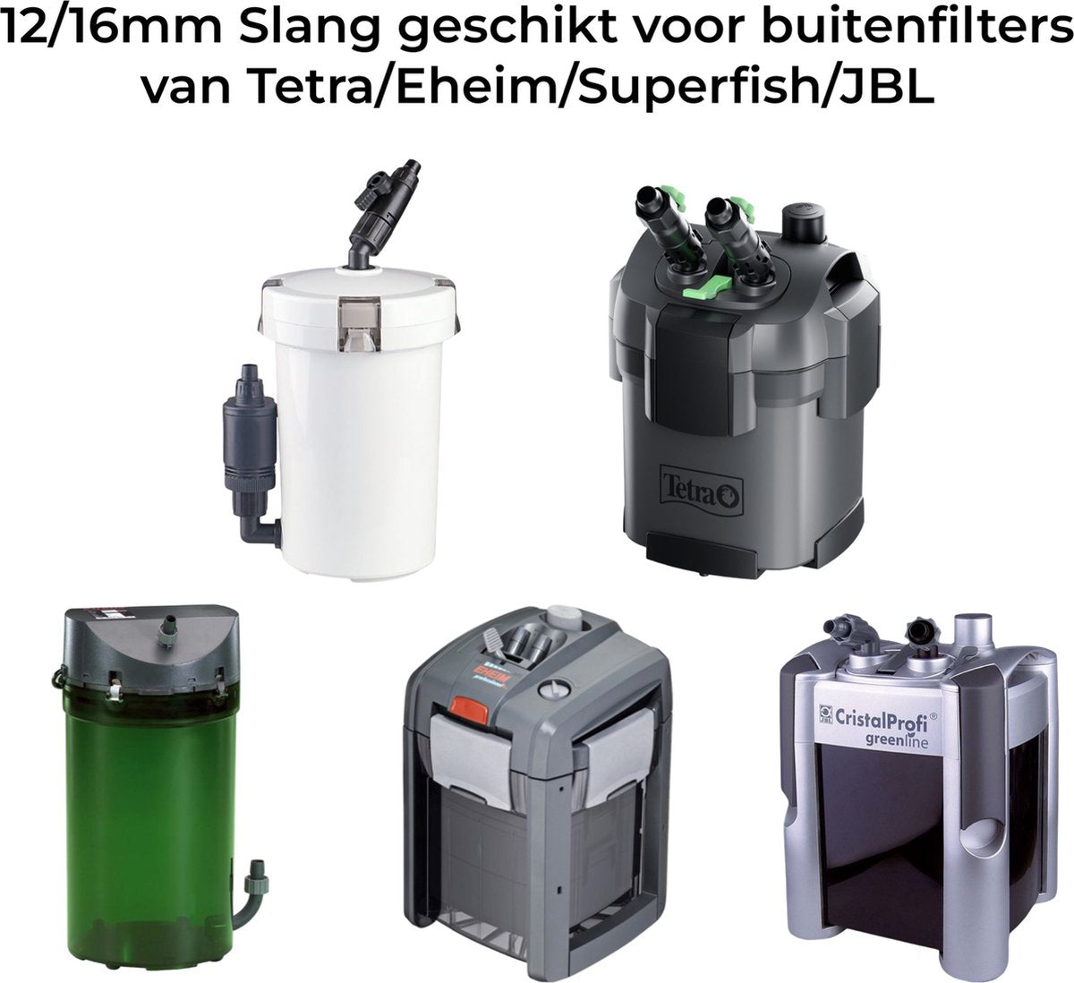 Aqua-Loui® - Aquarium Slang - Slangmaat Ø 12/16 mm - Geschikt voor Externe filters van: Eheim/Tetra/Superfish/JBL - 3 meter