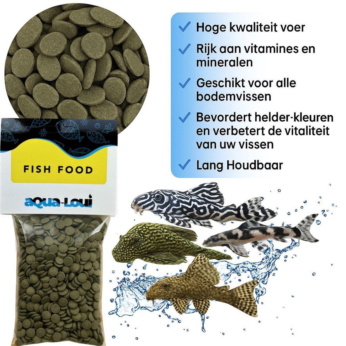 Aqua-Loui® - Tropisch Vissenvoer - Spirulina Tabletten (Wafers) - Algentabletten - Geschikt Voor Bodemvissen en Algeneters - 2.000ml