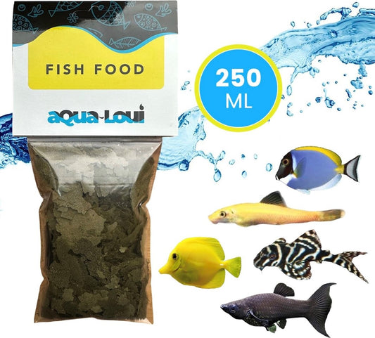 Aqua-Loui® - Tropisch Vissenvoer - Spirulina - Vlokken (Flakes) - Geschikt Voor Alle Maten Zoetwater & Zoutwater Vissen - 250ml