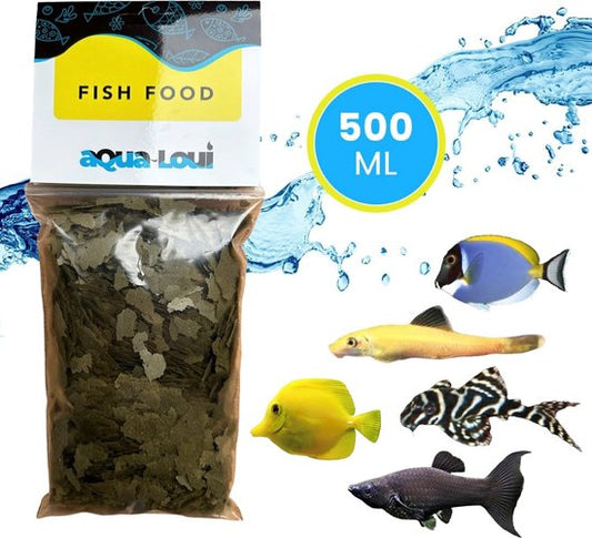 Aqua-Loui® - Tropisch Vissenvoer - Spirulina - Vlokken (Flakes) - Geschikt Voor Alle Maten Zoetwater & Zoutwater Vissen - 500ml