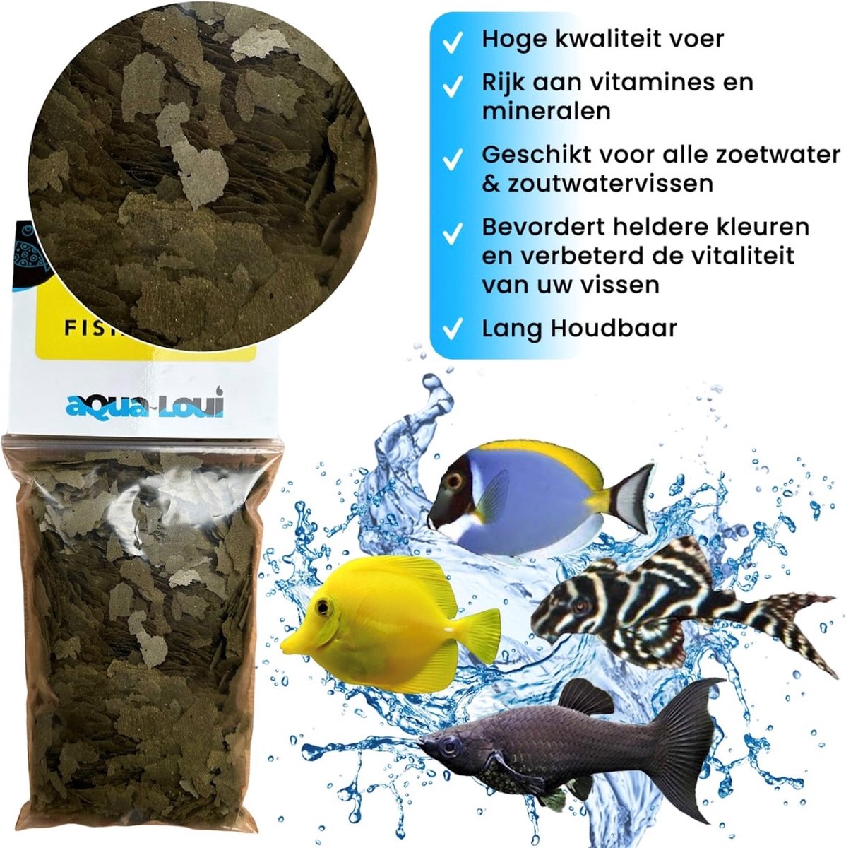 Aqua-Loui® - Tropisch Vissenvoer - Spirulina - Vlokken (Flakes) - Geschikt Voor Alle Maten Zoetwater & Zoutwater Vissen - 250ml
