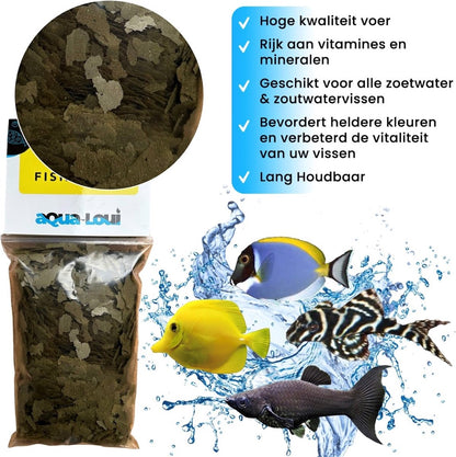 Aqua-Loui® - Tropisch Vissenvoer - Spirulina - Vlokken (Flakes) - Geschikt Voor Alle Maten Zoetwater & Zoutwater Vissen - 250ml