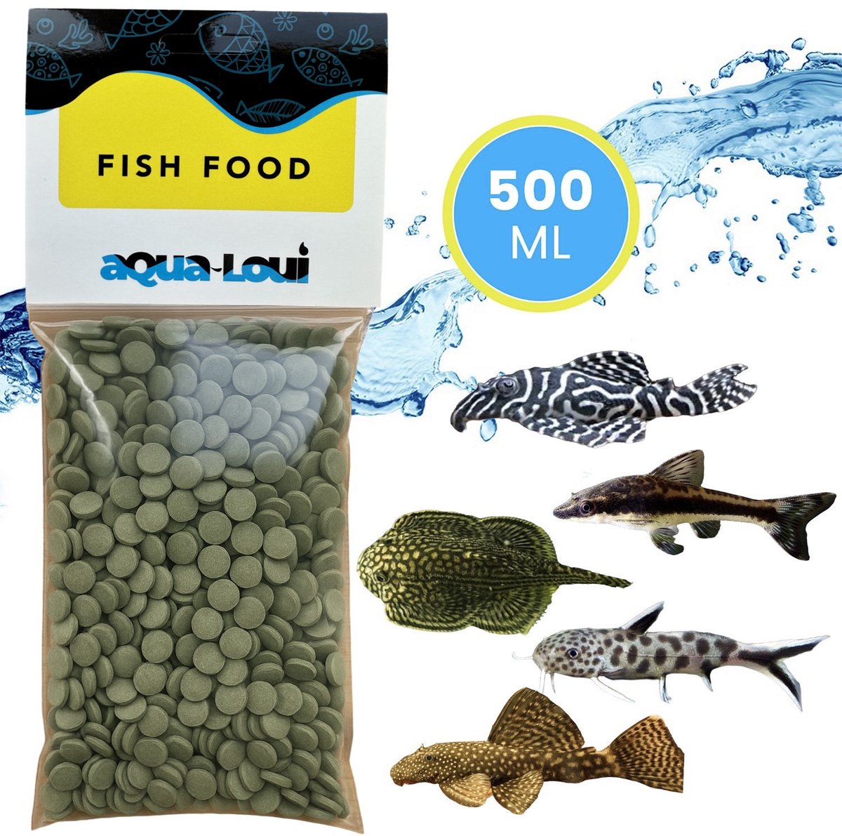 Aqua-Loui® - Tropisch Vissenvoer - Spirulina Tabletten (Wafers) - Algentabletten - Geschikt Voor Bodemvissen en Algeneters - 500ml