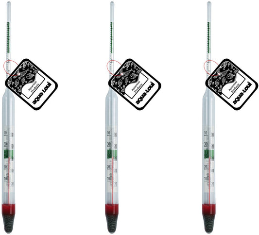 Aqua-Loui®- Zoutmeter & Thermometer - Aquariumthermometer & Zoutdobber - 0-40 Graden - 20 centimeter Lang - 3 stuks