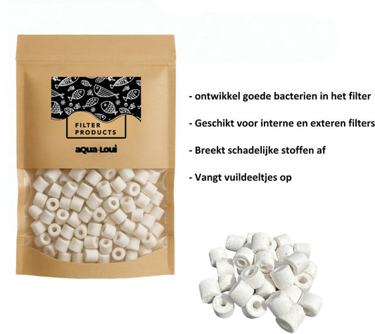 Aqua-Loui® - Keramische Pijpjes - Ceramic Rings - Aquarium Filtermateriaal - Geschikt voor Aquariumfilters - 500ml