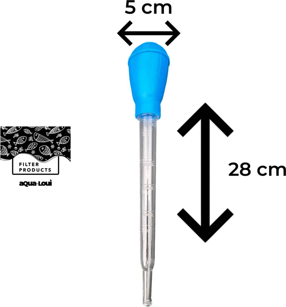 Aqua-Loui® - Pipet Groot - 30ml - Met schaalverdeling - Druppelteller - 29cm