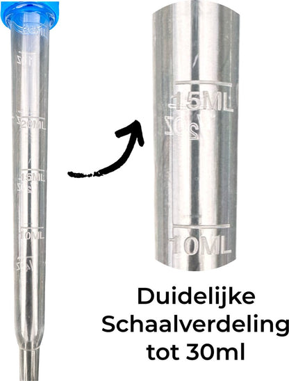 Aqua-Loui® - Pipet Groot - 30ml - Met schaalverdeling - Druppelteller - 29cm