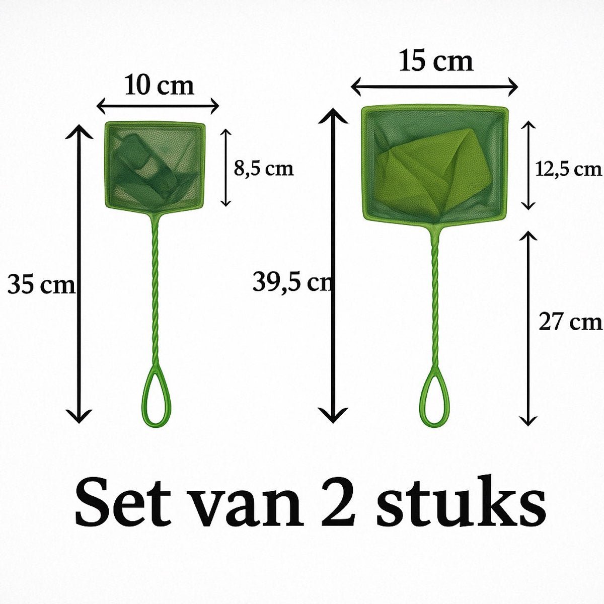 Aqua-Loui® - Schepnetjes - 4” inch 10 cm breed & 6” inch 15 cm breed - Set van 2 stuks