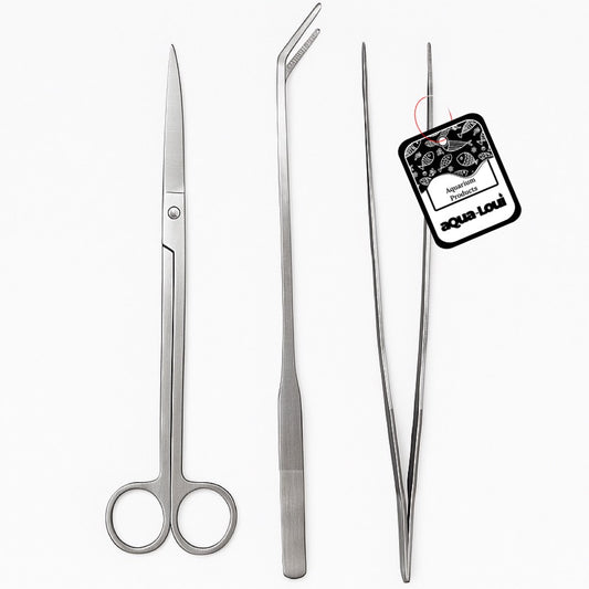 Aqua-Loui® - Aquarium Gereedschapset – 3-delig RVS – 2 Pincetten & Schaar – Voor Aquascaping en Plantenverzorging
