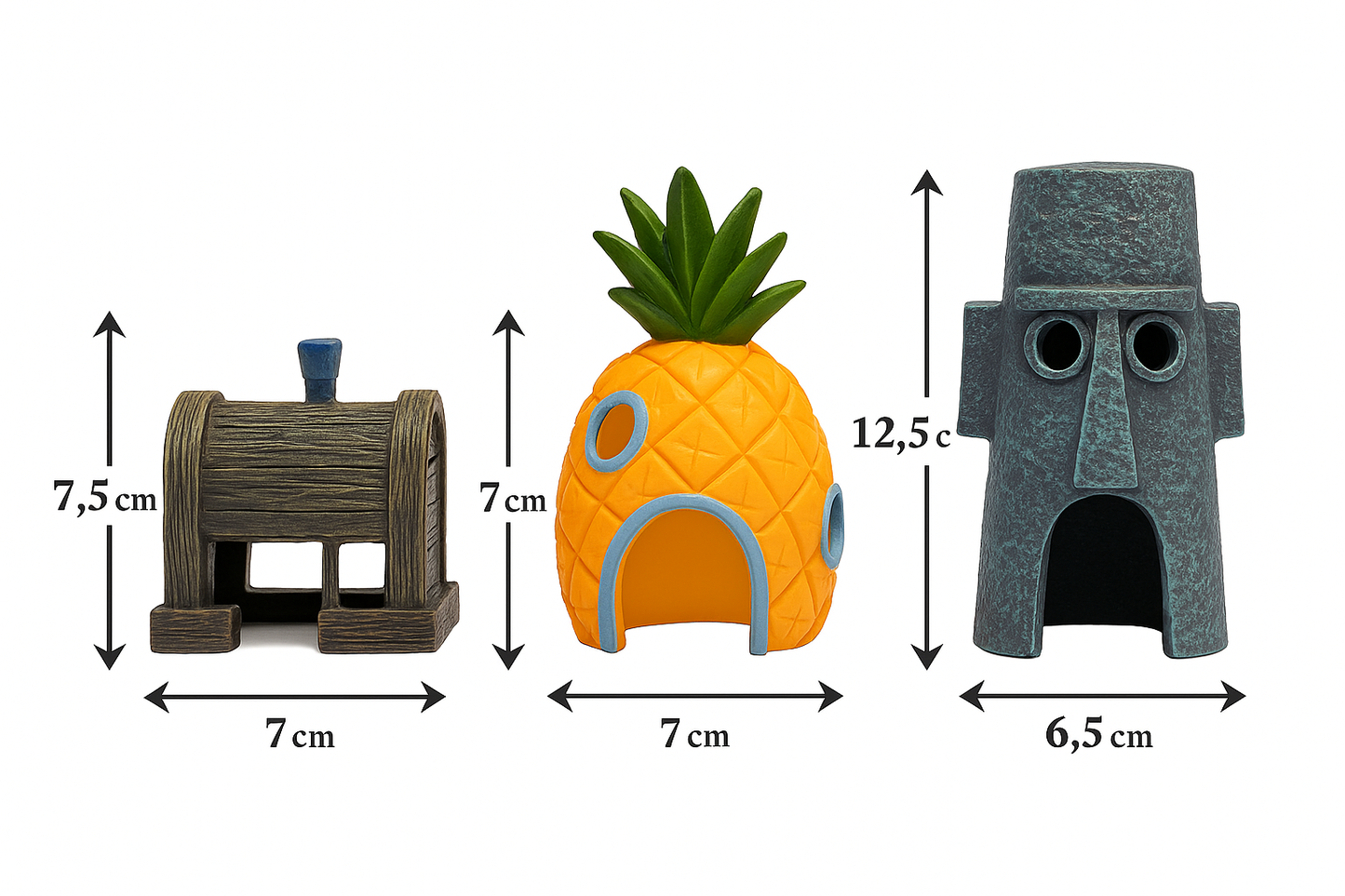 Aqua-Loui® – Complete Aquarium Decoratie Set – Cartoonstijl Onderwaterdorp met 3 Huisjes & 6 Figuren – Kleurrijke Aquarium Ornamenten