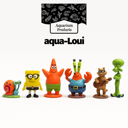 Aqua-Loui® – Aquarium Decoratie Set – 6 Cartoonstijl Figuren – Vrolijke Onderwatervrienden voor Aquarium of Terrarium