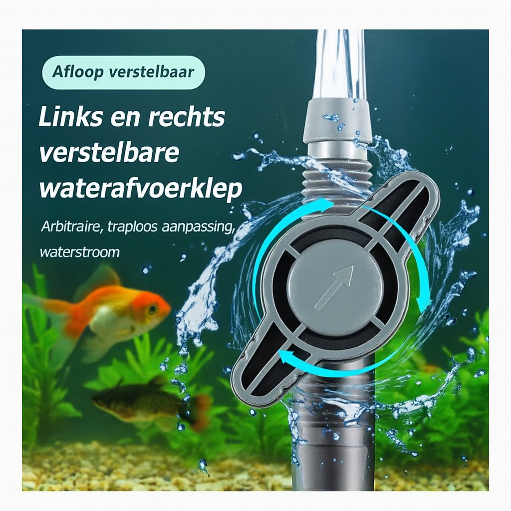 Aqua-Loui® - Aquarium Stofzuiger 260 cm - Bodemreiniger met Afsluitventiel - Easy Start Knijpbal - Handmatige Zuigslang - Stevige Buizen - Filterscherm - Inclusief Slangenborstel - Premium Kwaliteit