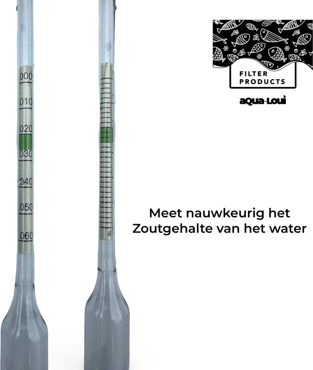 Aqua-Loui®- Zoutmeter & Thermometer - Aquariumthermometer & Zoutdobber - 0-40 Graden - 20 centimeter Lang